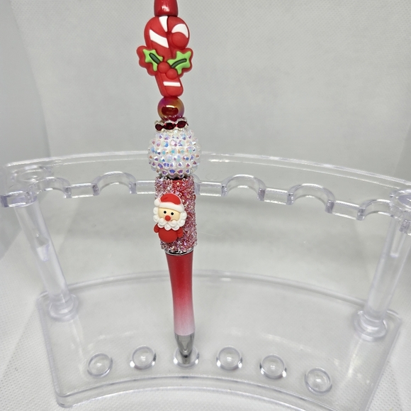 3D Silicone Bead Christmas Themed Bling and Beaded Handcrafted Pens- Black Ink - Picture 5 of 5